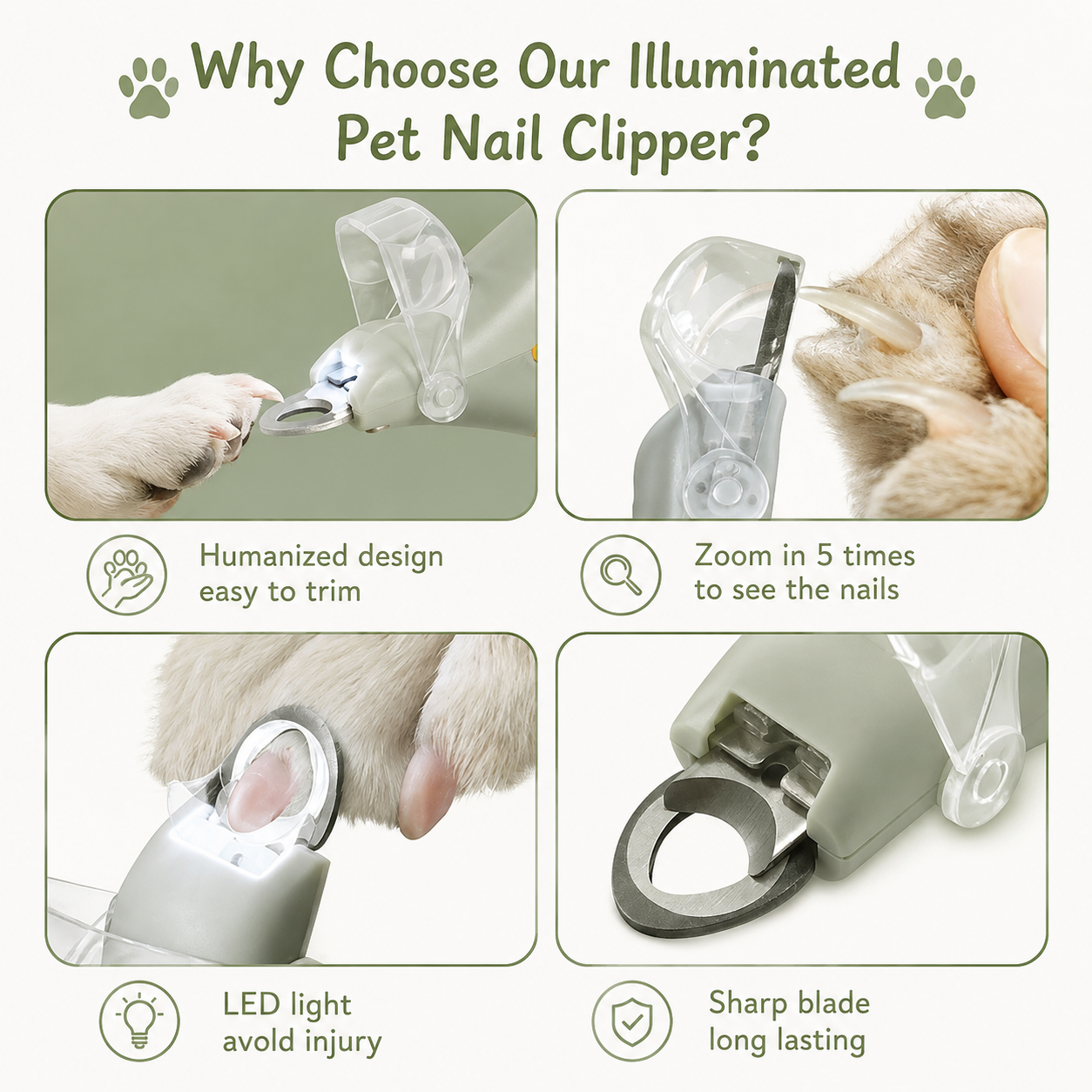 LED Pet Nail Clipper - Safe & Easy Trimming